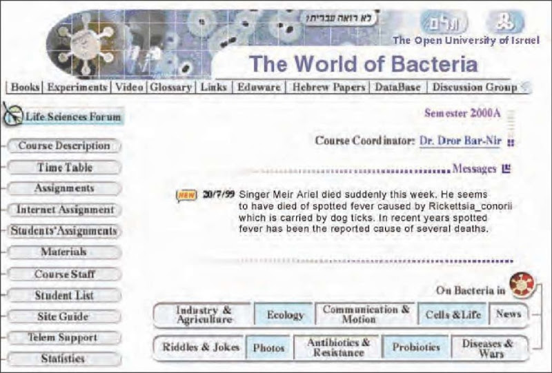 A typical home page of an OUI course Web site 