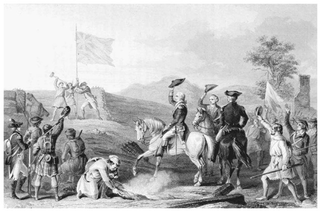 General Washington Captures Fort Duquesne. The French and Indian War resulted in a total British victory after the capture from the French of several key forts, including Fort Duquesne in Pennsylvania in 1758. George Washington's men are shown in this nineteenth-century engraving raising the British flag at Fort Duquesne after seizing the fort from the French.
