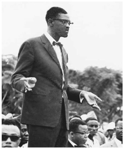 Patrice Lumumba (1925-1961). Patrice Lumumba, leader of the Congolese National Movement, addresses troops in Stanleyville, July 18, 1960. 