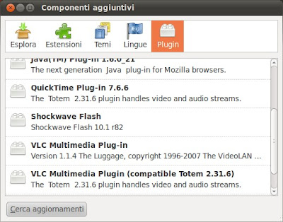 Ubuntu 10.10 Maverick Adobe Flash Player componenti aggiuntivi