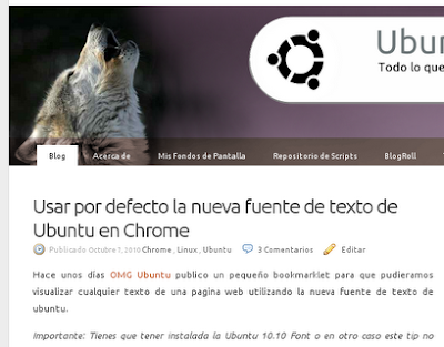 Font "Ubuntu" su Firefox