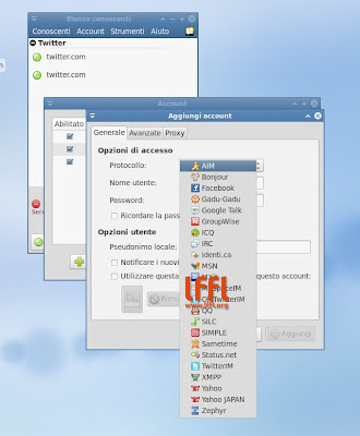 Twitter e Facebook a Pidgin Ubuntu