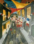 018 - Orthez en Fête - 1992<br />
92 x 73 - Acrylique sur toile