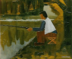 038 - Le Pêcheur au Gilet - 1993<br />
55 x 46 - Acrylique sur toile