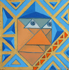 096 - Le Roi des Triangles - 2003<br />
30 x 30 - Huile et or sur toile
