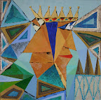 102 - Couple Royal - 2003<br />
60 x 60 - Acrylique et or technique mixte sur toile