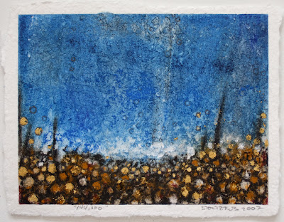 "144000," 2007, raw pigment, pastel, and gold leaf on paper, 4.5"x6"
