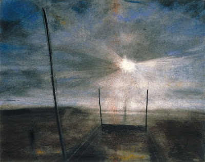 "Breaking Light," 1999, raw pigment and pastel on paper, 20"x24"