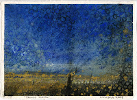 "Valley Floor," 2008, raw pigment, pastel, and gold leaf on handmade paper, 7"x9" "Valley Floor," 2008, raw pigment, pastel, and gold leaf on handmade paper, 7"x9"
