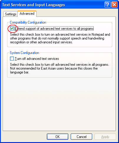 Windows XP Advanced Text Services