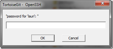 TortoiseGit showing an SSH password prompt TortoiseGit showing an SSH password prompt