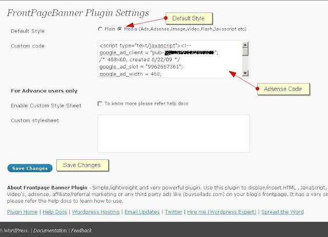 wpfpb adsense1 How to use WordPress Front Page Banner Plugin   [ Part 2   Configuration]