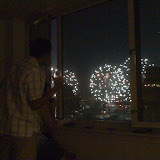 We watched the fireworks from the 40th floor apartment at Times Square