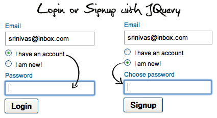 Login or Signup with Jquery and PHP