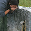 Andi drinking from a highly mineralized (sulfur-rich) natural spring at Siva Brada, Slovakia