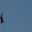 Tightrope walker in Niagara Falls (Canada).