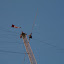 Tightrope walker in Niagara Falls (Canada).