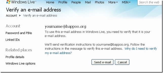 live id resend verify