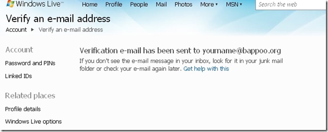 live id resend verify confirmation