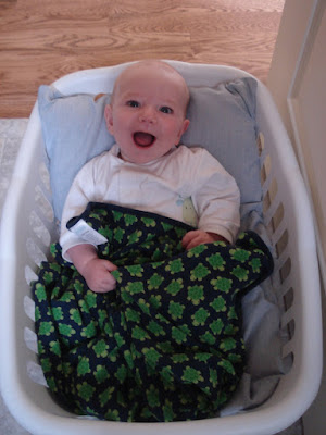 Ethan helping with the laundry