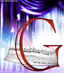 Spartito musicale incastonato nella maiuscola G dell'Alfabeto decorativo Musica disegnato per diyartcraft.com