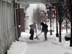 Snow shovelers I on Main Street from snow storm 1-7-10