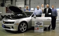Steve Austin, Mike Minnich, Ryan Shoffstall, Tom Reynolds,  and Jack Reser unveil United Way Camaro on 1-29-10