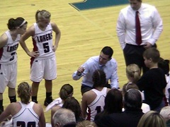 Indian Lake head coach Mike Pequignot during a timeout vs. Kenton Ridge from 2-28-10