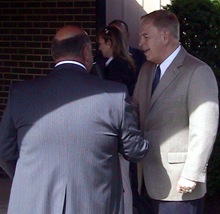 Rick Gildow greets Governor Strickland during TRC visit from 10-21-09
