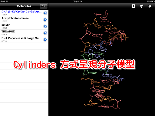 以 Cylinders 方式呈現分子模型
