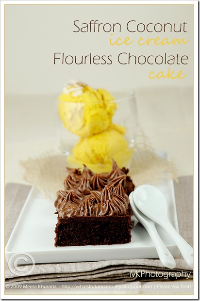 Flourless Choc Cake Saffron Coco IceCream (01) by MeetaK