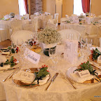 Castle of Clanezzo near Milan Italy - Setting up tables for Marriage lunch in the 