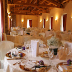 Castle of Clanezzo near Milan Italy - Setting up tables for Marriage lunch in the 