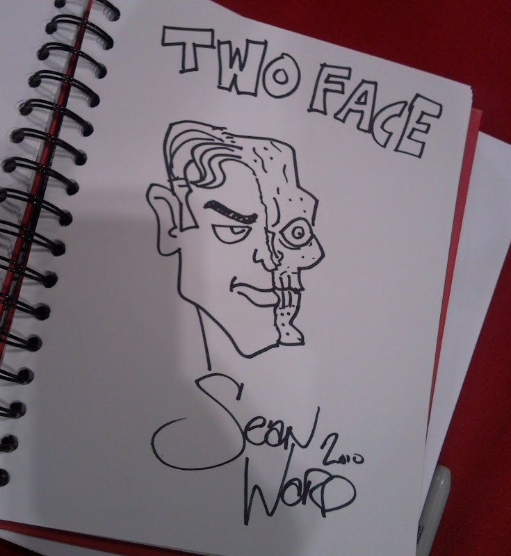 Sean Ward Comic Con sketch Two-Face Batman