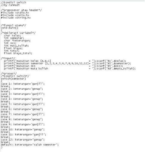 Kondisi SWITCH in C