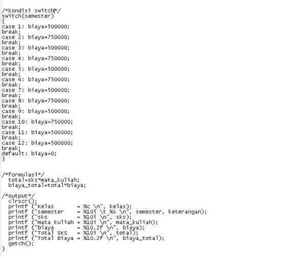 Kondisi SWITCH in C