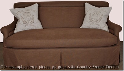 Country French Sofa with Grain Sack Pillows