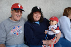 Enjoying the game with Mom-Mom &amp; Pop-Pop