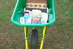 Riding in the wheelbarrow with Pap
