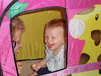 Nan &amp; J in his tent