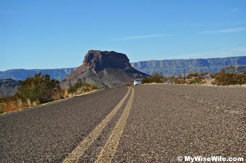 Cerro Castellan Peak (3293 ft) - pyroclastic rock layers topped by lava dome Cerro Castellan Peak (3293 ft) - pyroclastic rock layers topped by lava dome