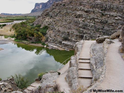 Concrete-limestone switchbacks near canyon's mouth Concrete-limestone switchbacks near canyon's mouth