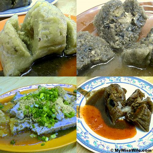 From top left (clockwise): Cantonese Dumpling, Hokkien Dumpling, Golden Dumpling, Yam Cake From top left (clockwise): Cantonese Dumpling, Hokkien Dumpling, Golden Dumpling, Yam Cake