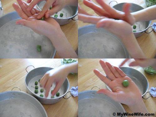 From top left (clockwise) - 1.Pinch the dough, 2.Roll it on palms, 3.Form a round ball, 4.Transfer to baking tray
