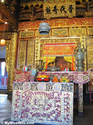 Interior of Prayer Pavillion - Offering altar, Incense altar and Deities altar Interior of Prayer Pavillion - Offering altar, Incense altar and Deities altar