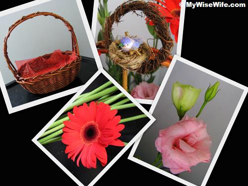 From top left (clock-wise): Basket, Bluebird on its nest, Eustoma, Gerbera From top left (clock-wise): Basket, Bluebird on its nest, Eustoma, Gerbera