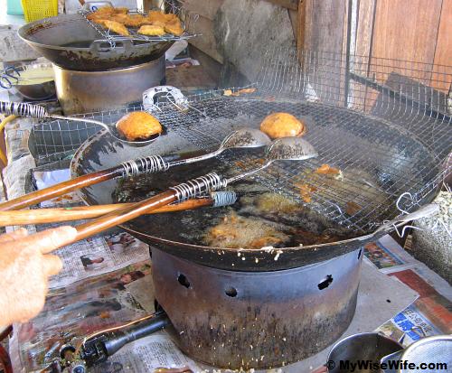 Deep fried in scalding oil
