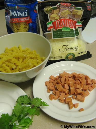 The ingredients for pasta with carbonara sauce The ingredients for pasta with carbonara sauce