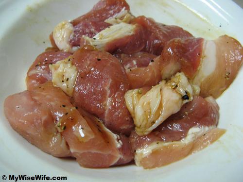 Sliced and marinated pork loin Sliced and marinated pork loin