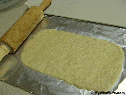 Pastry sheet is prepared on aluminium foil